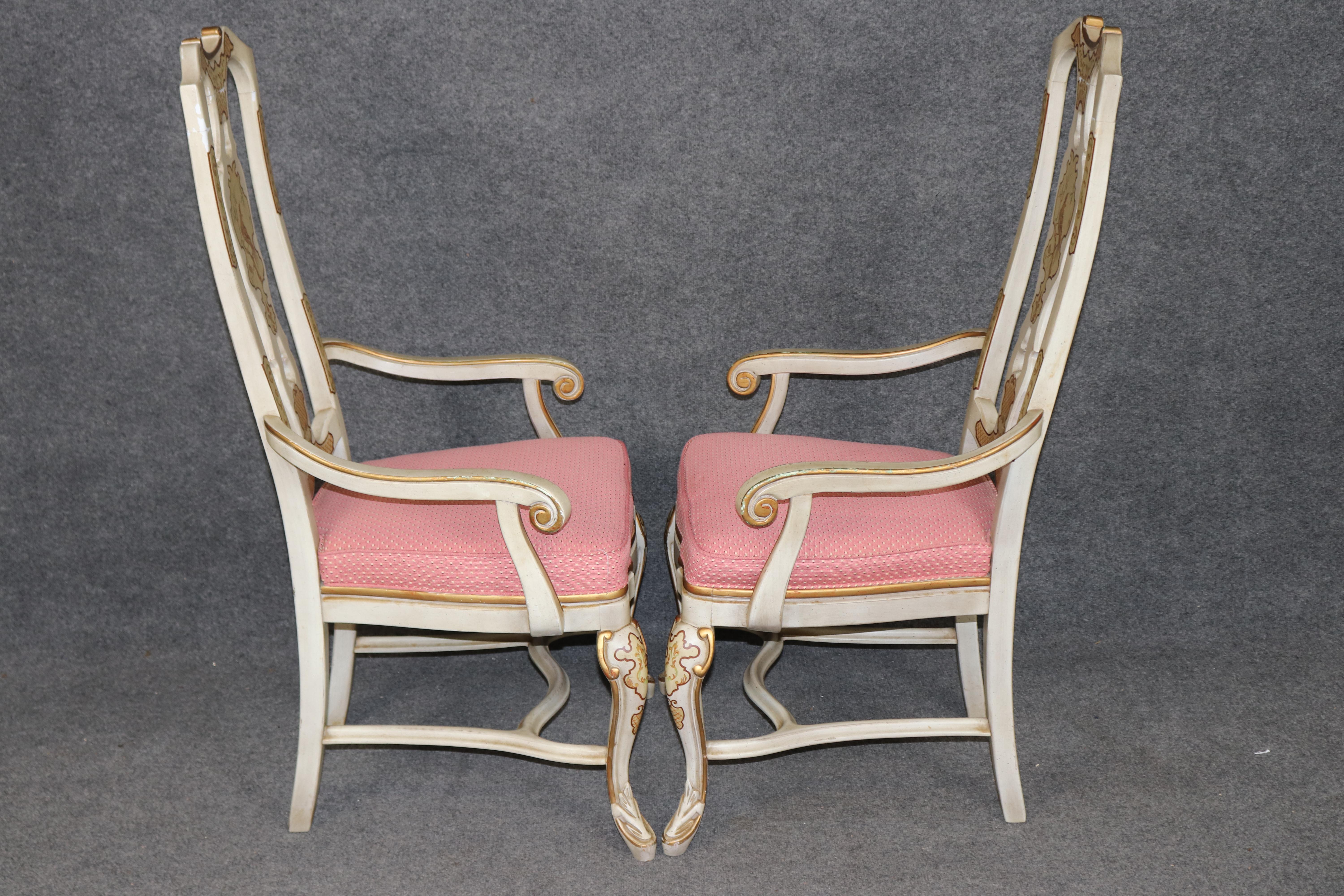 Conjunto 8 Sillas de Comedor decoradas con pintura Chinoiserie estilo italiano en venta 1