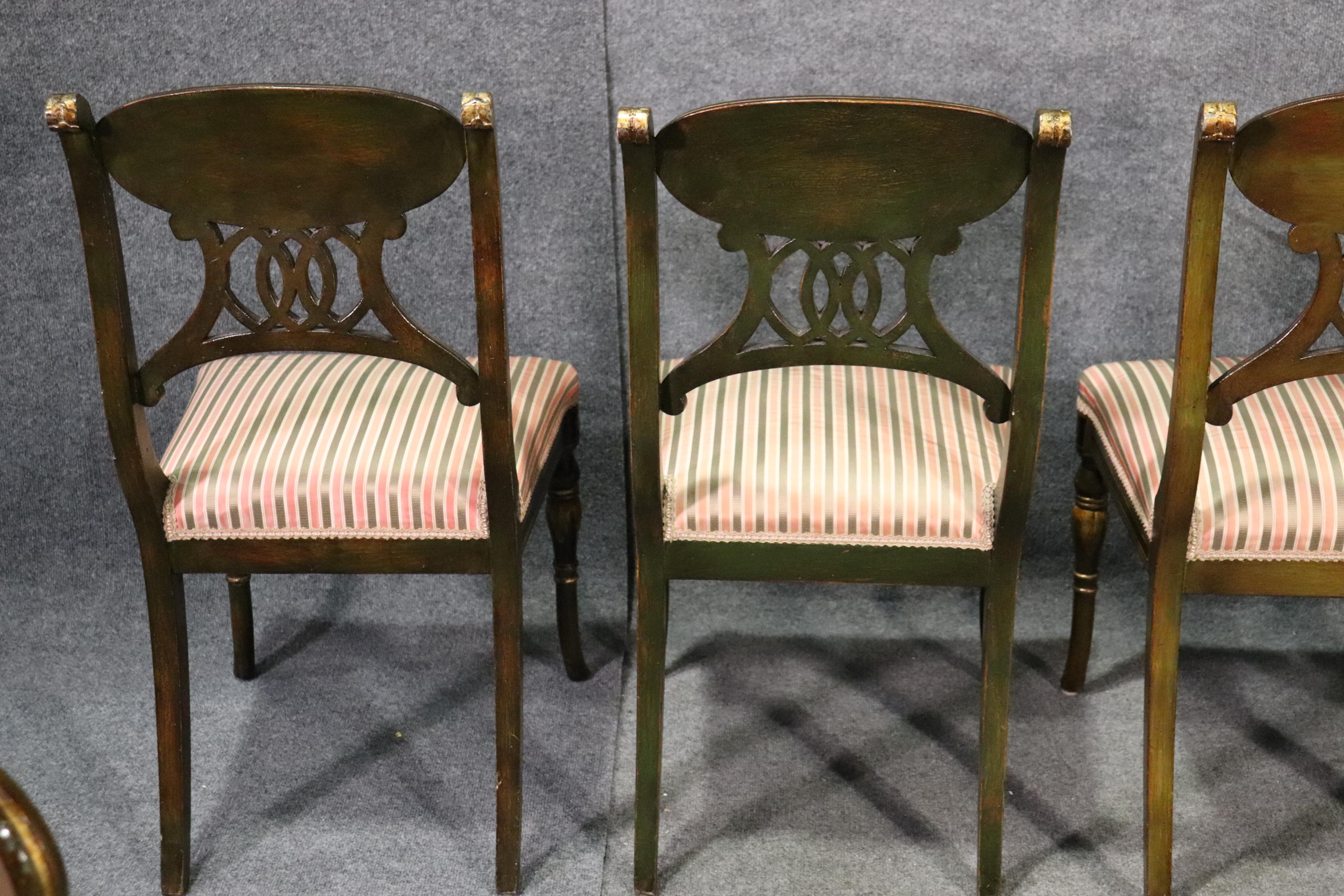 Set 8 Painted and Gilded Regency Style Dining Chairs with Musical Instruments  5