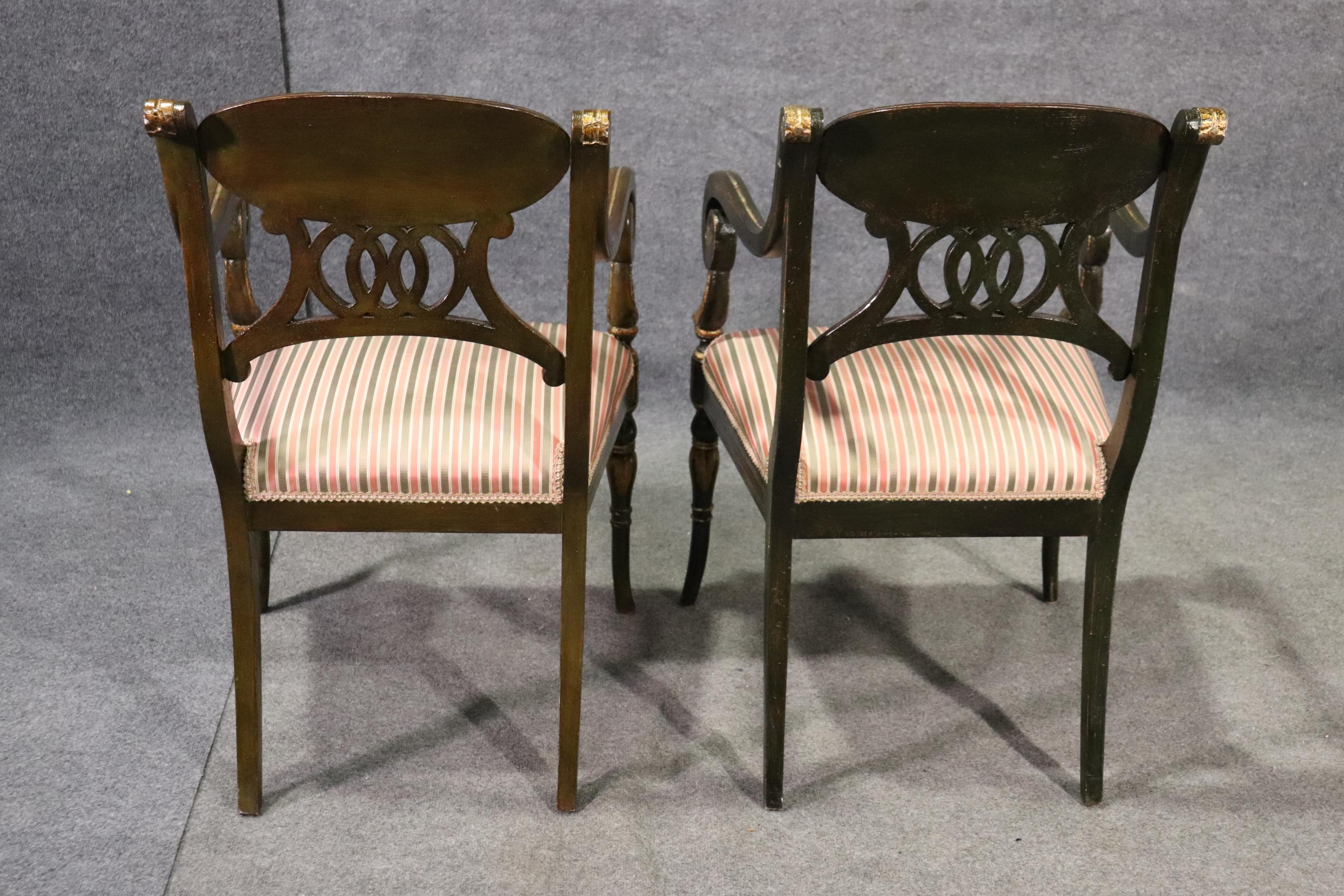 Set 8 Painted and Gilded Regency Style Dining Chairs with Musical Instruments  7