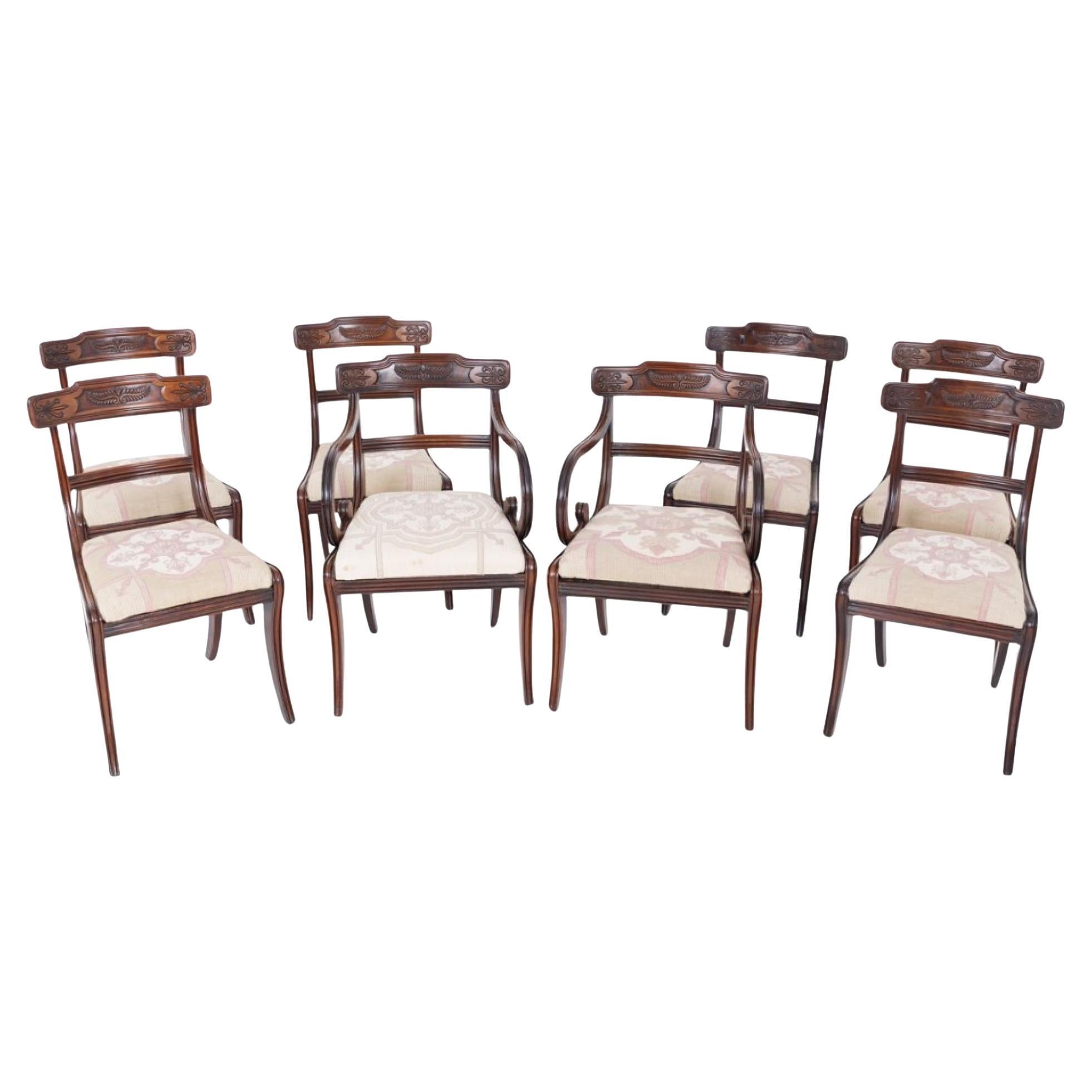 Set 8 Period Regency Dining Chairs 1810 Mahogany