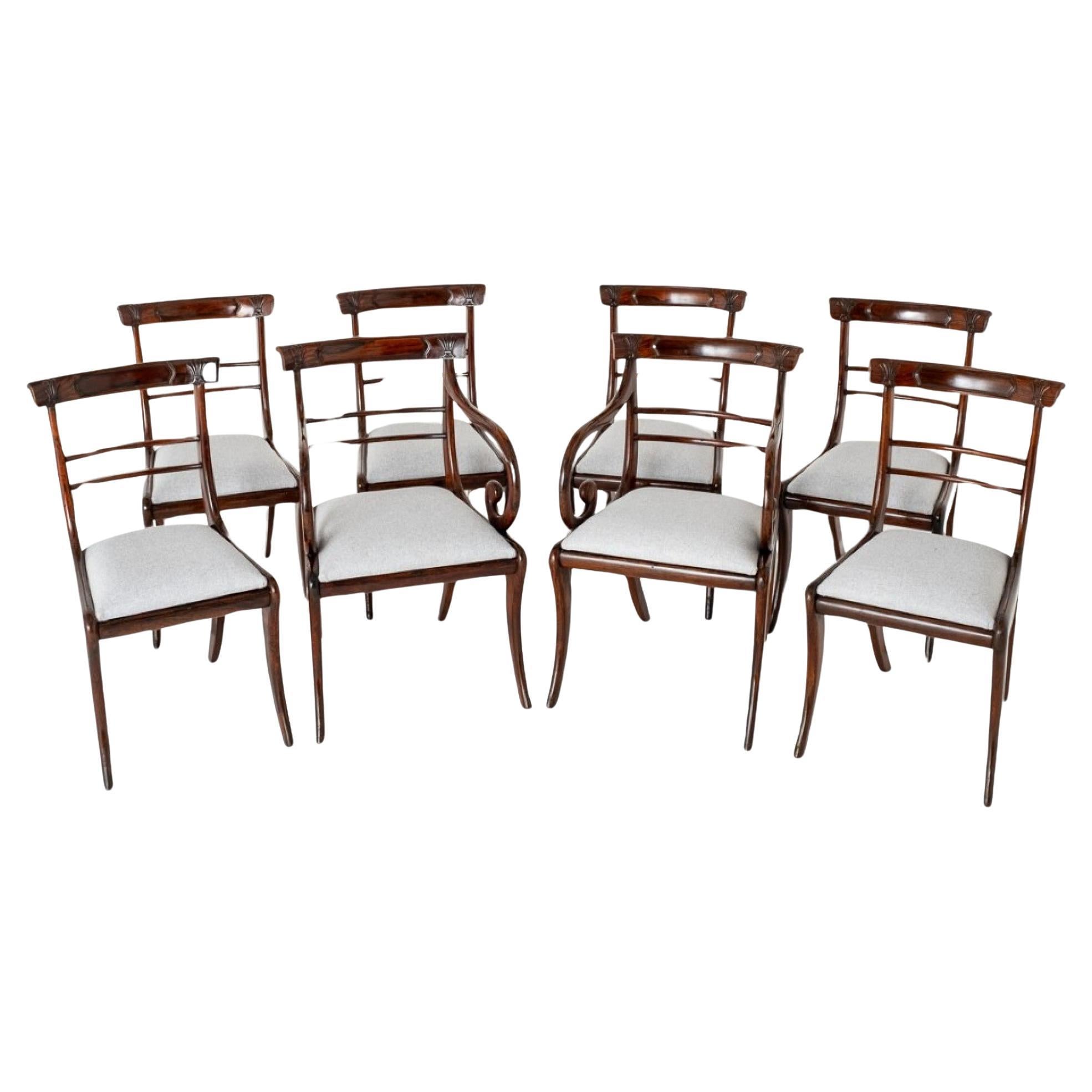 Set 8 Regency Dining Chairs Two Arms Six Sides For Sale