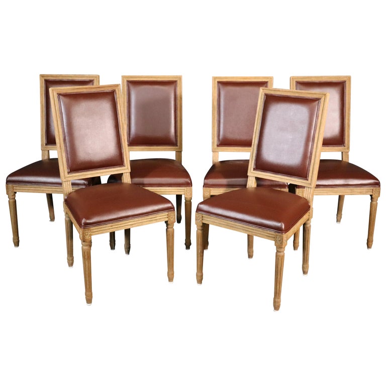 Set 6 Restoration Hardware "Vintage French" Vinyl Upholstered Dining