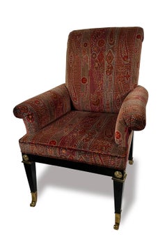Set 8 Russian Neoclassic Style Black Lacquer, Bronze Mounted Dining Chairs