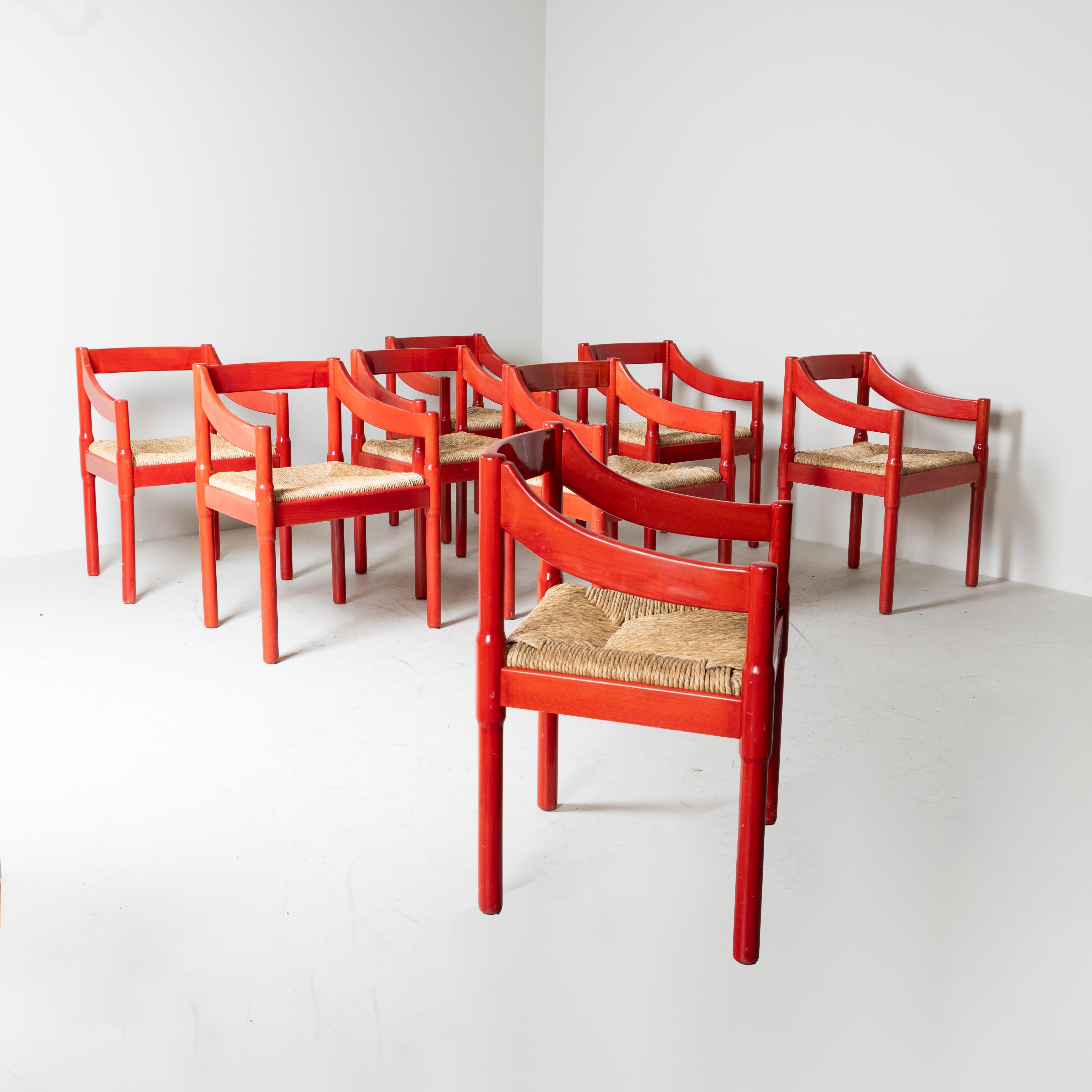 Mid-Century moderno Set 8 sedie Carimate, Vico Magistretti, Cassina, 1959 in vendita