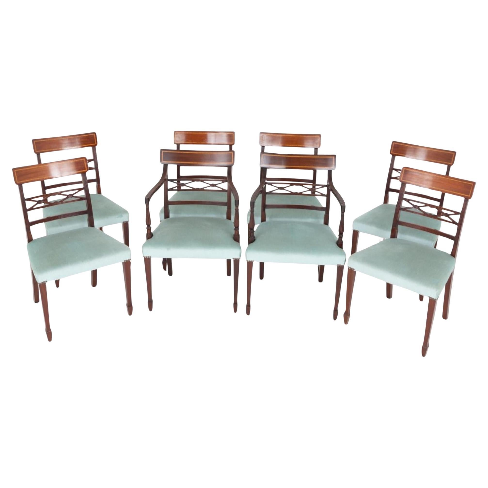 Set 8 Sheraton Dining Chairs Mahogany Revival
