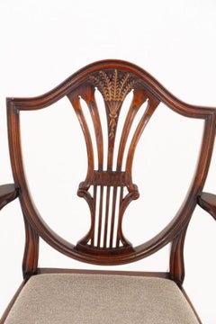 Set 8 Shield Back Dining Chairs Mahogany Regency Revival