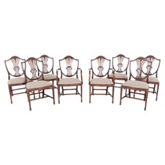 Set 8 Shield Back Dining Chairs Mahogany Regency Revival