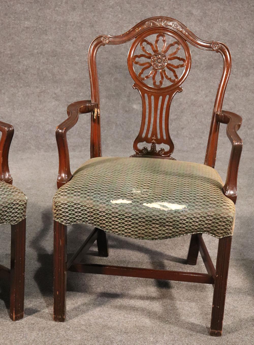 Set 8 Solid Mahogany Schmieg and Kotzian English Regency Style Dining Chairs  8