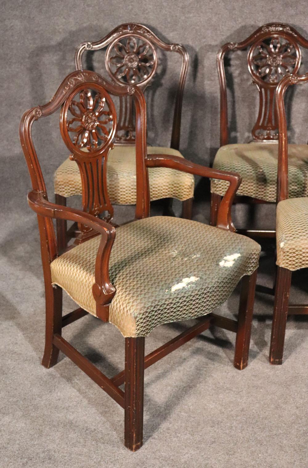 Set 8 Solid Mahogany Schmieg and Kotzian English Regency Style Dining Chairs  2