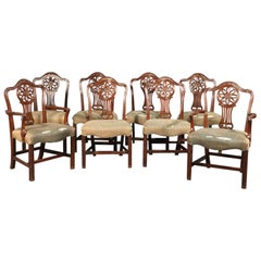 Set 8 Solid Mahogany Schmieg and Kotzian English Regency Style Dining Chairs 