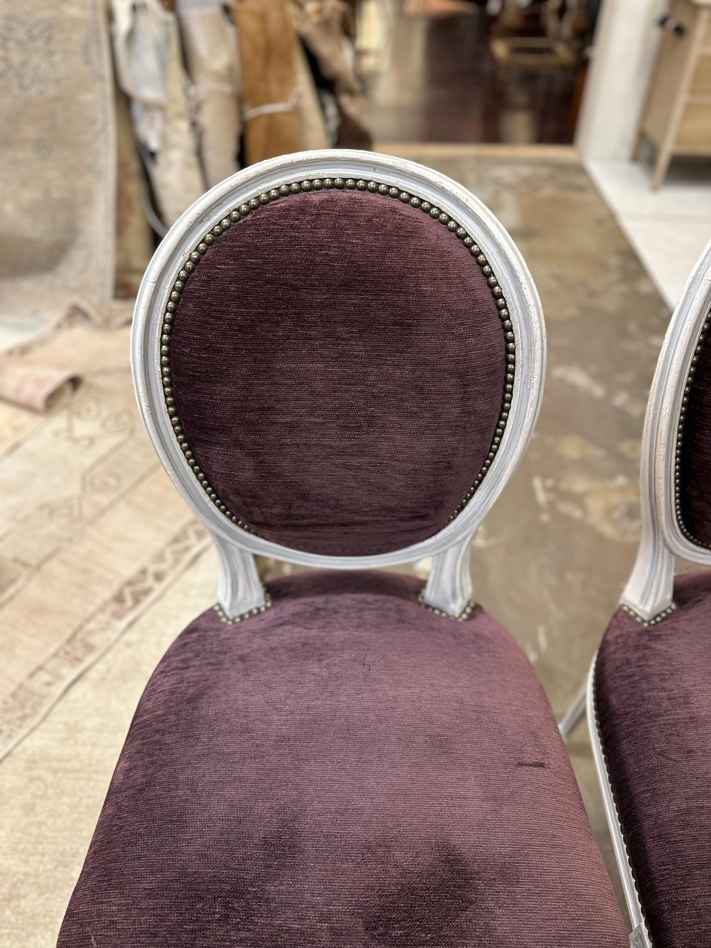 Set/8 Vintage French Louis XV Dining Chairs in Velvet 4