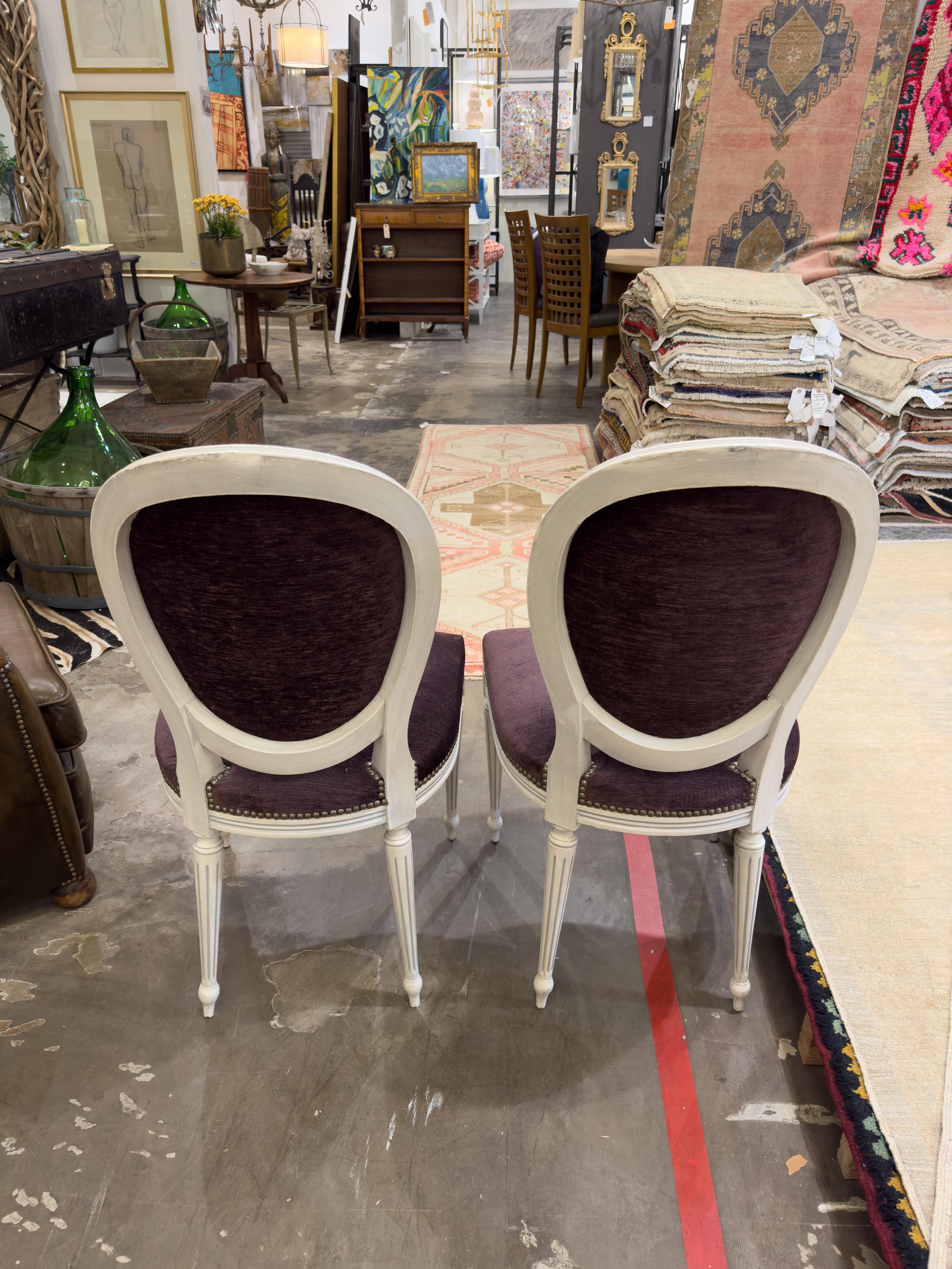 Set/8 Vintage French Louis XV Dining Chairs in Velvet 2