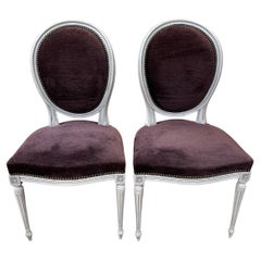 Set/8 Vintage French Louis XV Dining Chairs in Velvet