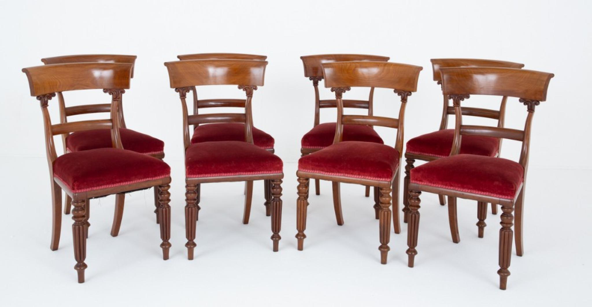 Bois Ensemble de 8 chaises de salle à manger William IV 19ème siècle en vente