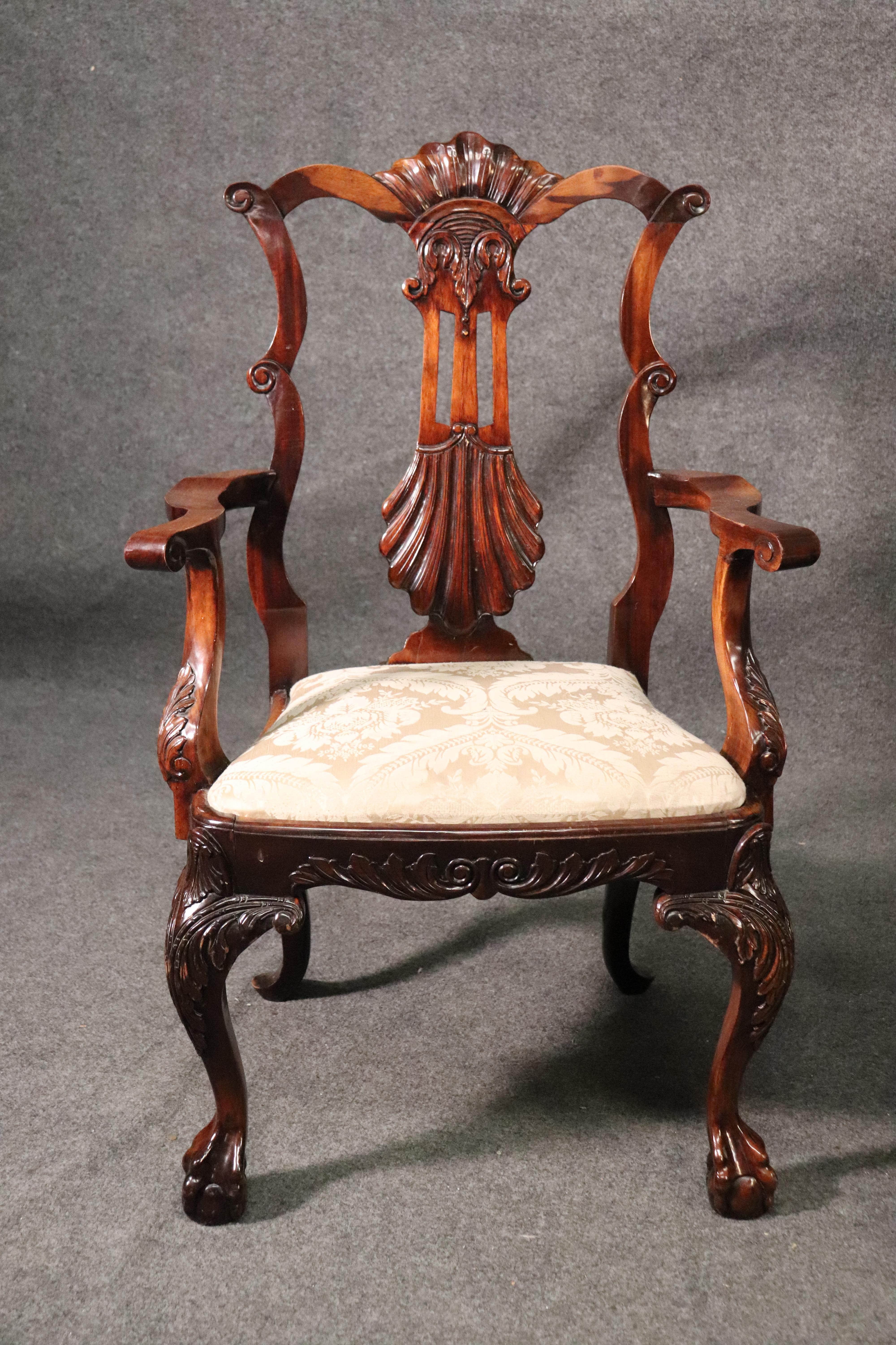 Set of 9 Carved Mahogany Irish Shell and Ball and Claw Chippendale Dining Chairs 3