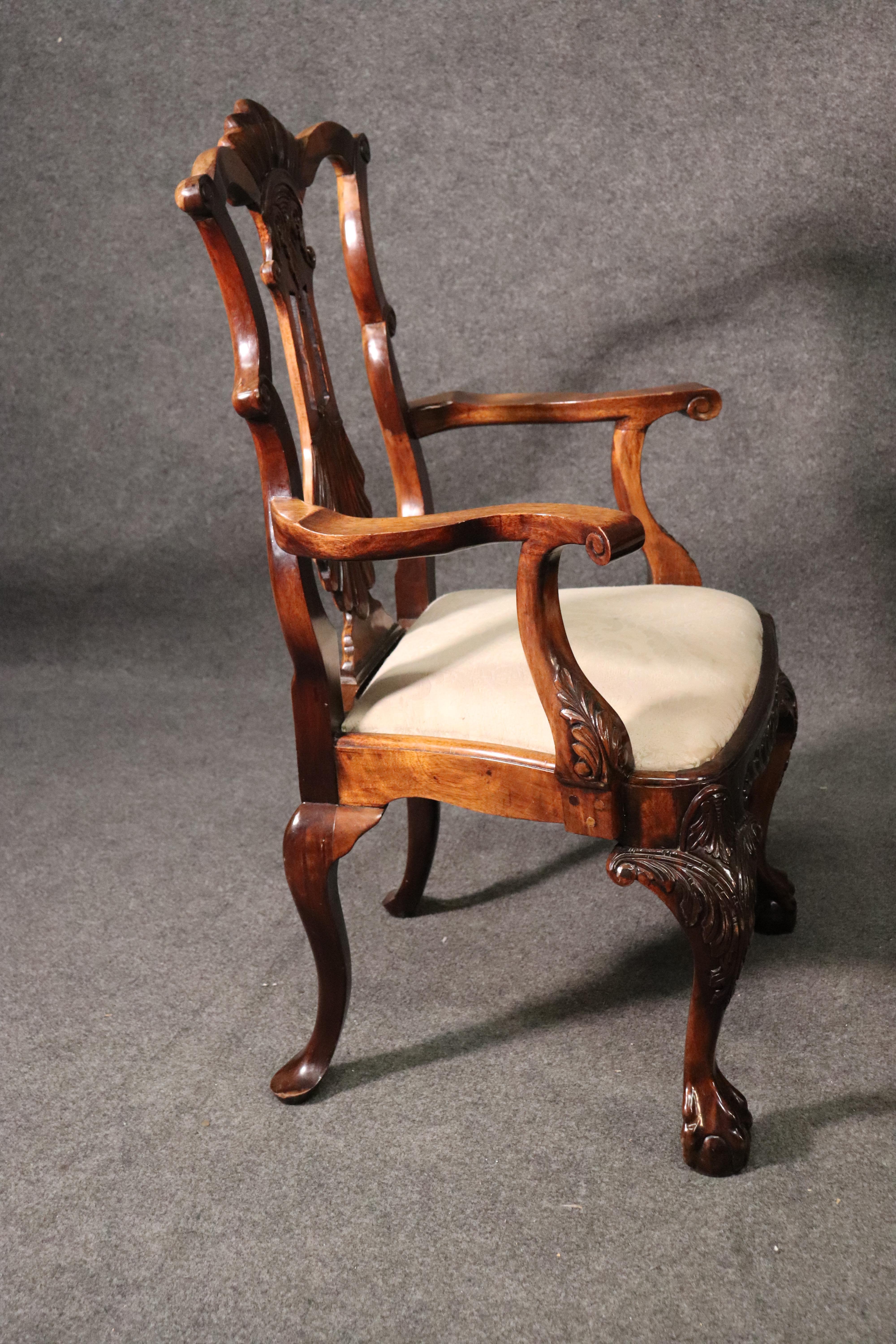 Set of 9 Carved Mahogany Irish Shell and Ball and Claw Chippendale Dining Chairs 1