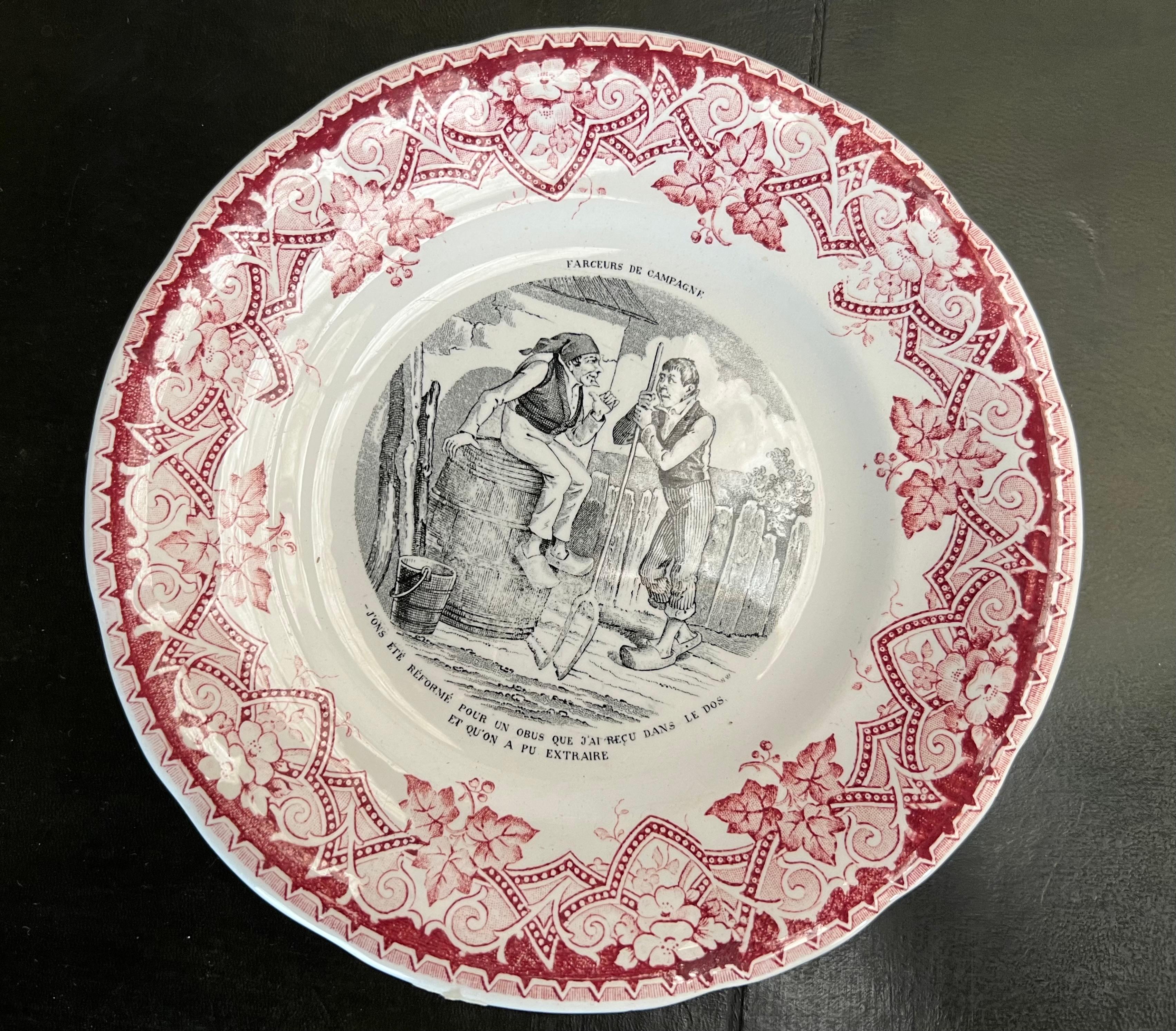 Ensemble de 9 assiettes à fromage à dessert provinciales françaises Luneville Bon état à LA FERTÉ-SOUS-JOUARRE, FR