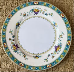 Set 9 Minton Porcelain Chinoiserie Dinner Plates with Vases and Flower Garlands