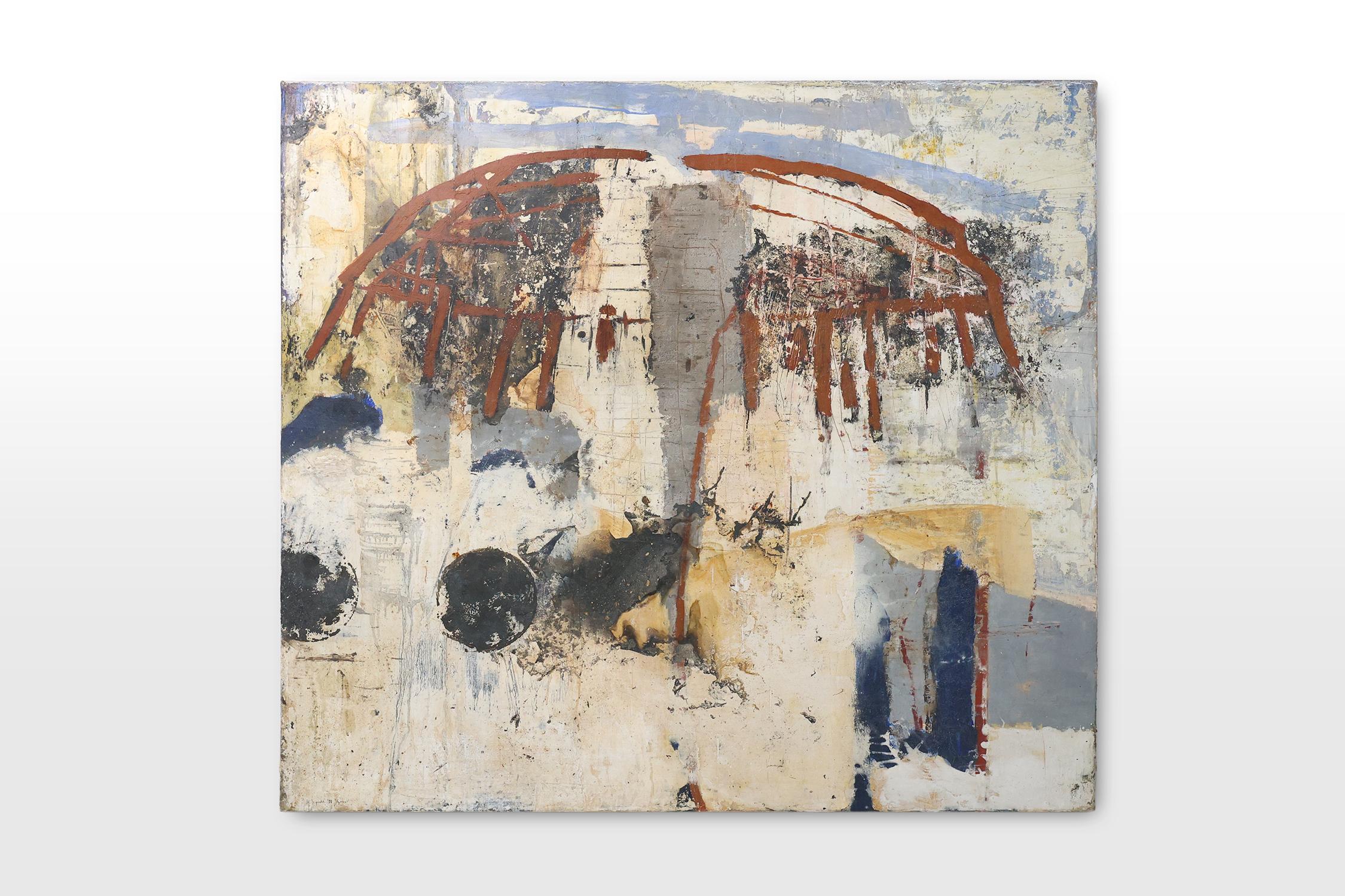 Mid-Century Modern Set abstract paintings titled “Fyrhat” by the Belgian Artist Nico de Guchte For Sale