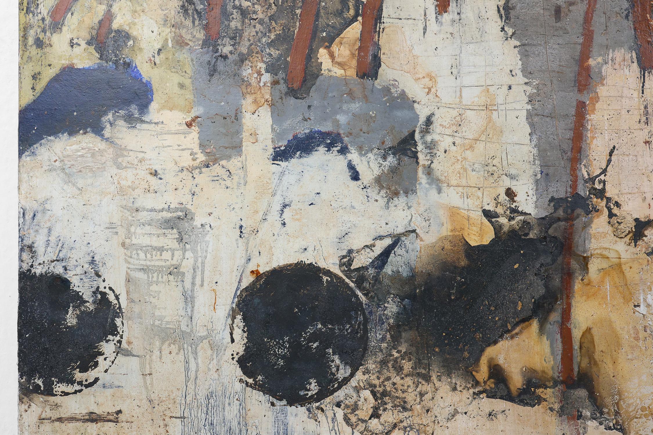 Canvas Set abstract paintings titled “Fyrhat” by the Belgian Artist Nico de Guchte For Sale