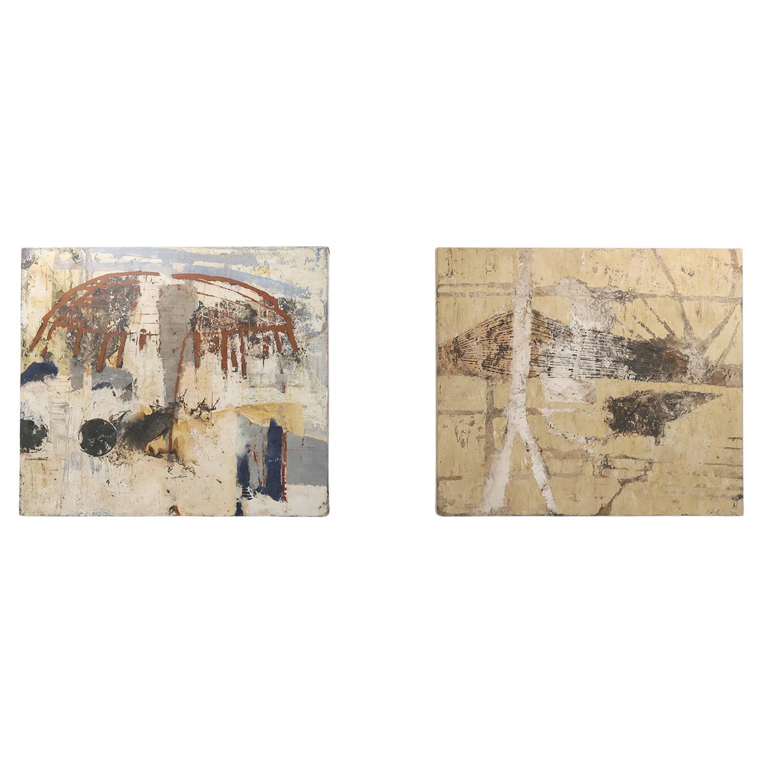Set abstract paintings titled “Fyrhat” by the Belgian Artist Nico de Guchte
