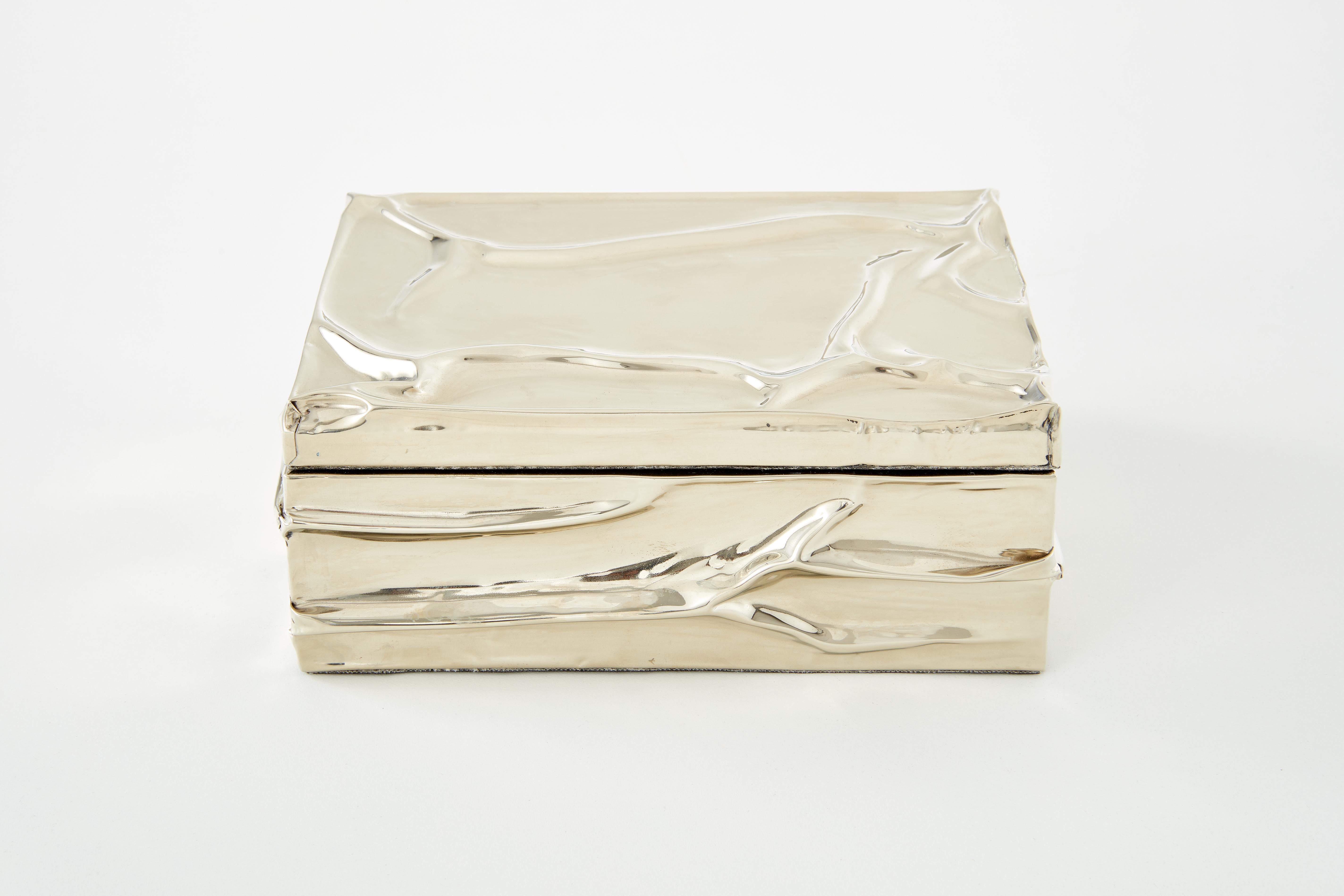Organic Modern Set Aimara Boxes: Small, Medium & Large, Alpaca Silver For Sale