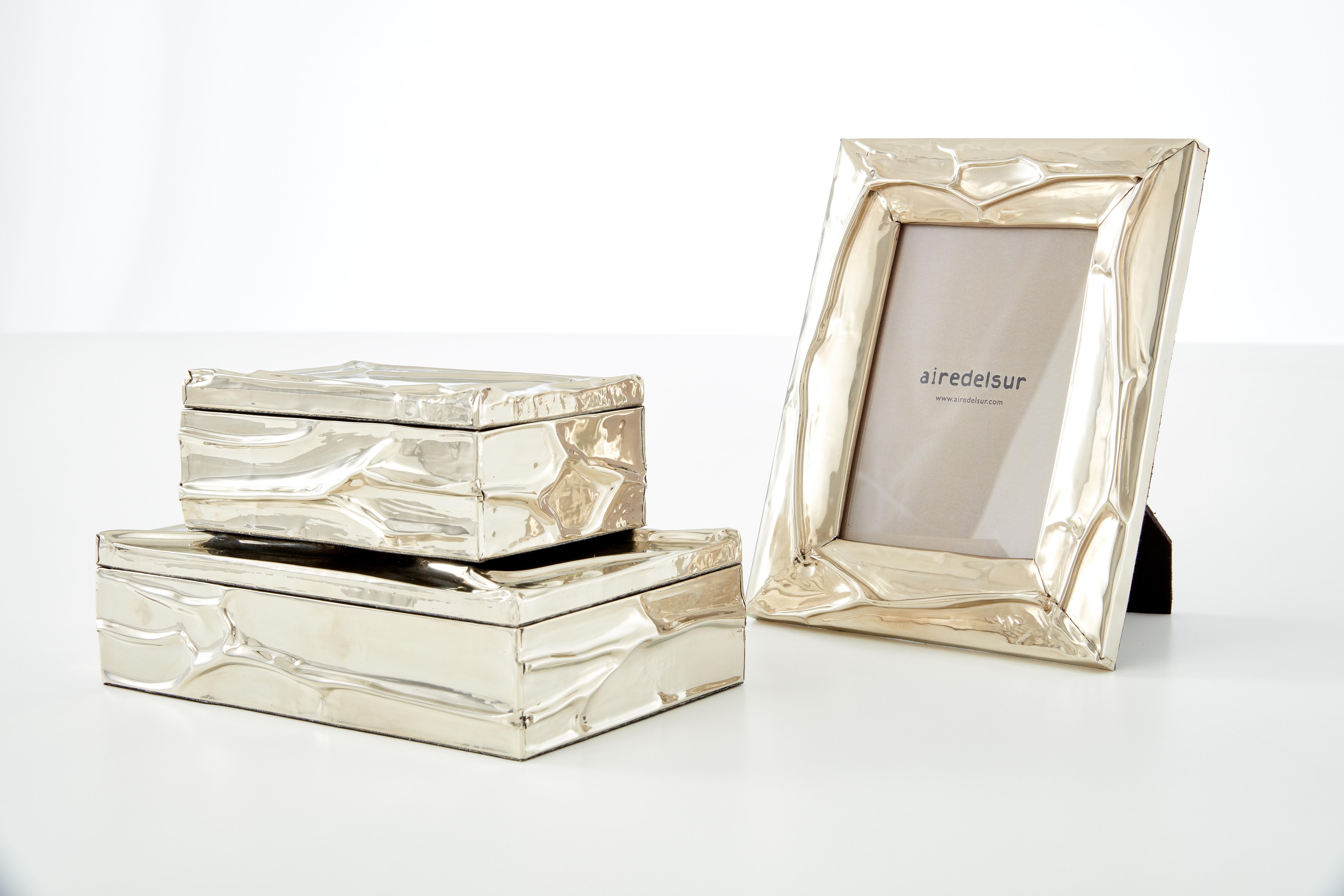 Set Aimara Boxes: Small, Medium & Large, Alpaca Silver For Sale 1