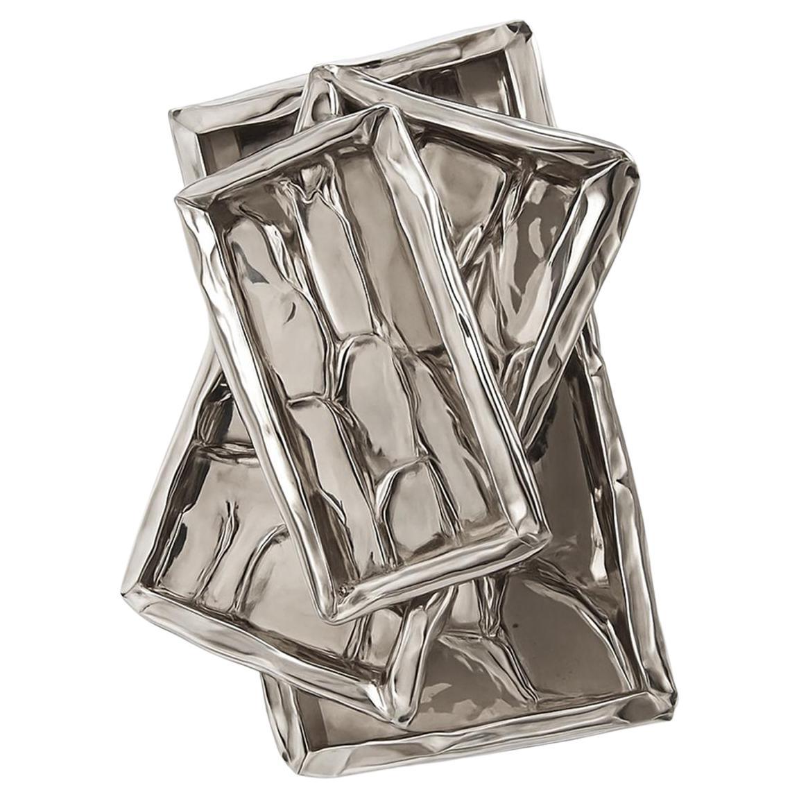 Set Aimara Rectangular Alpaca Silver Trays For Sale