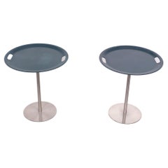 Ensemble table/ plateau Alessi OP-LA, bleu pétrole par Jasper Morrison