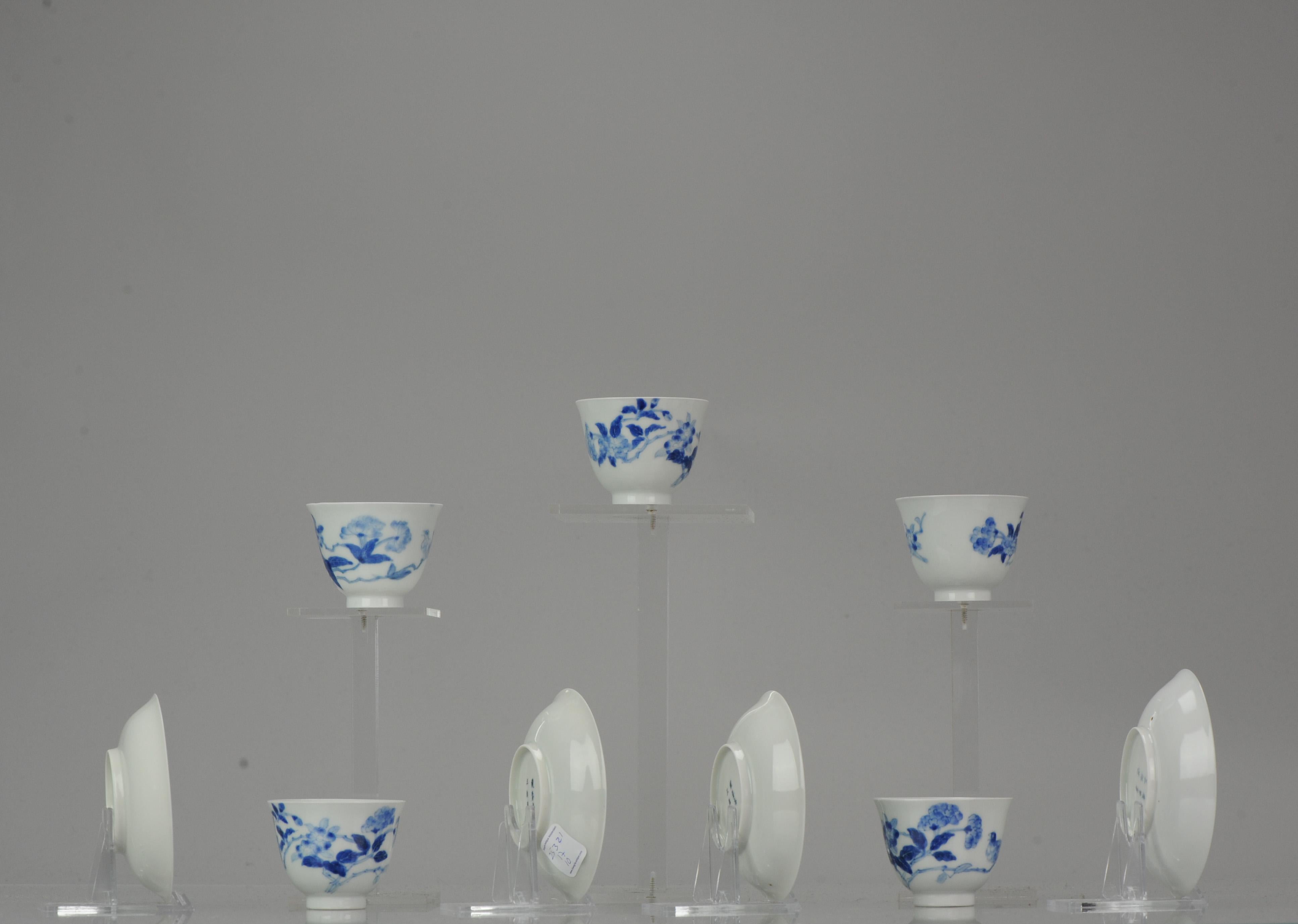 Ensemble de bols à thé anciens en porcelaine japonaise Edo/Meiji Arita bleu et blanc du 19ème siècle en vente 3