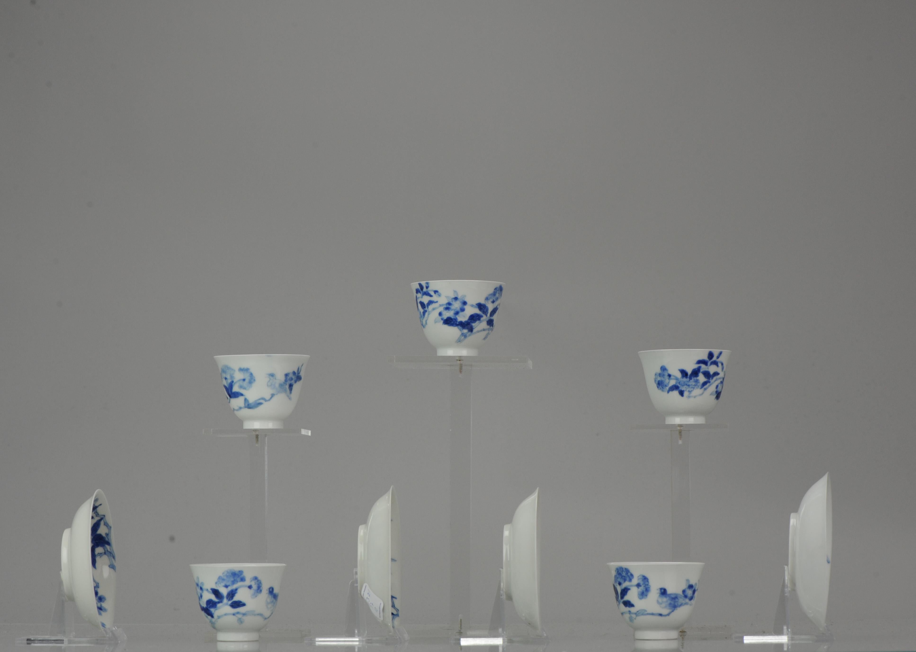 Ensemble de bols à thé anciens en porcelaine japonaise Edo/Meiji Arita bleu et blanc du 19ème siècle en vente 4