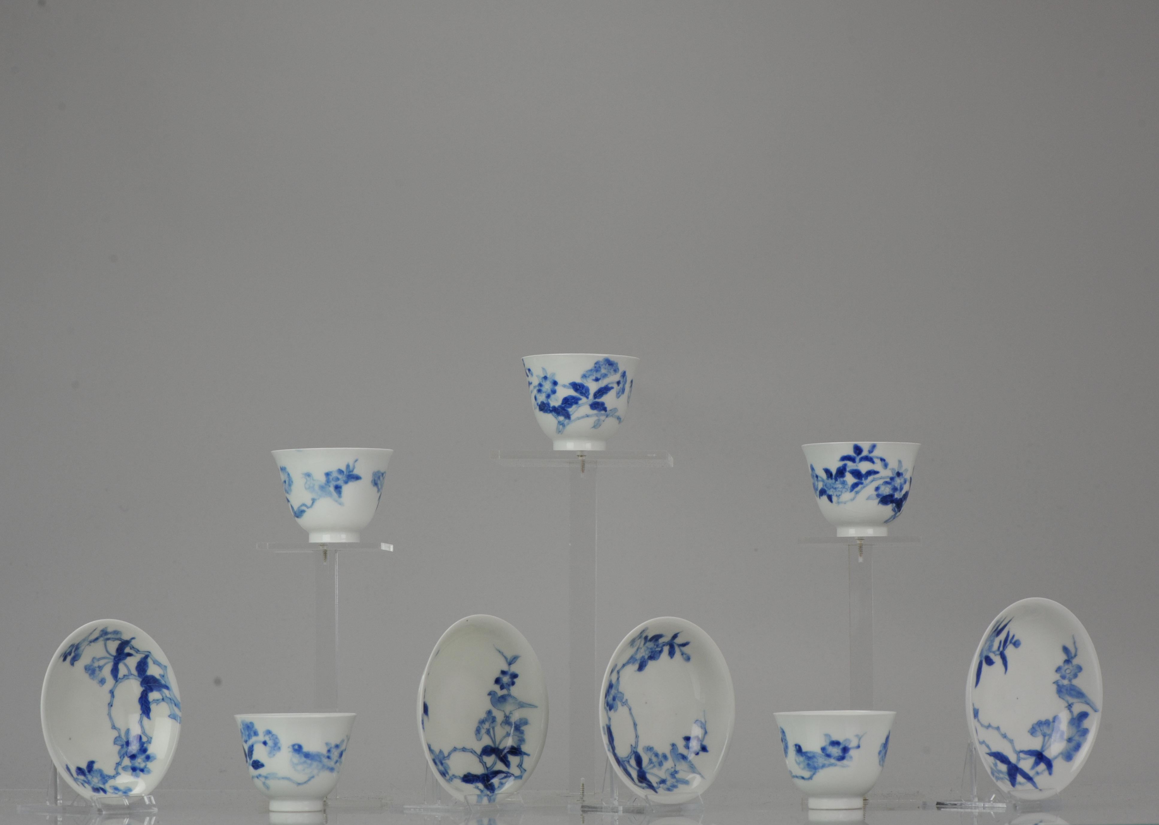 Ensemble de bols à thé anciens en porcelaine japonaise Edo/Meiji Arita bleu et blanc du 19ème siècle en vente 5