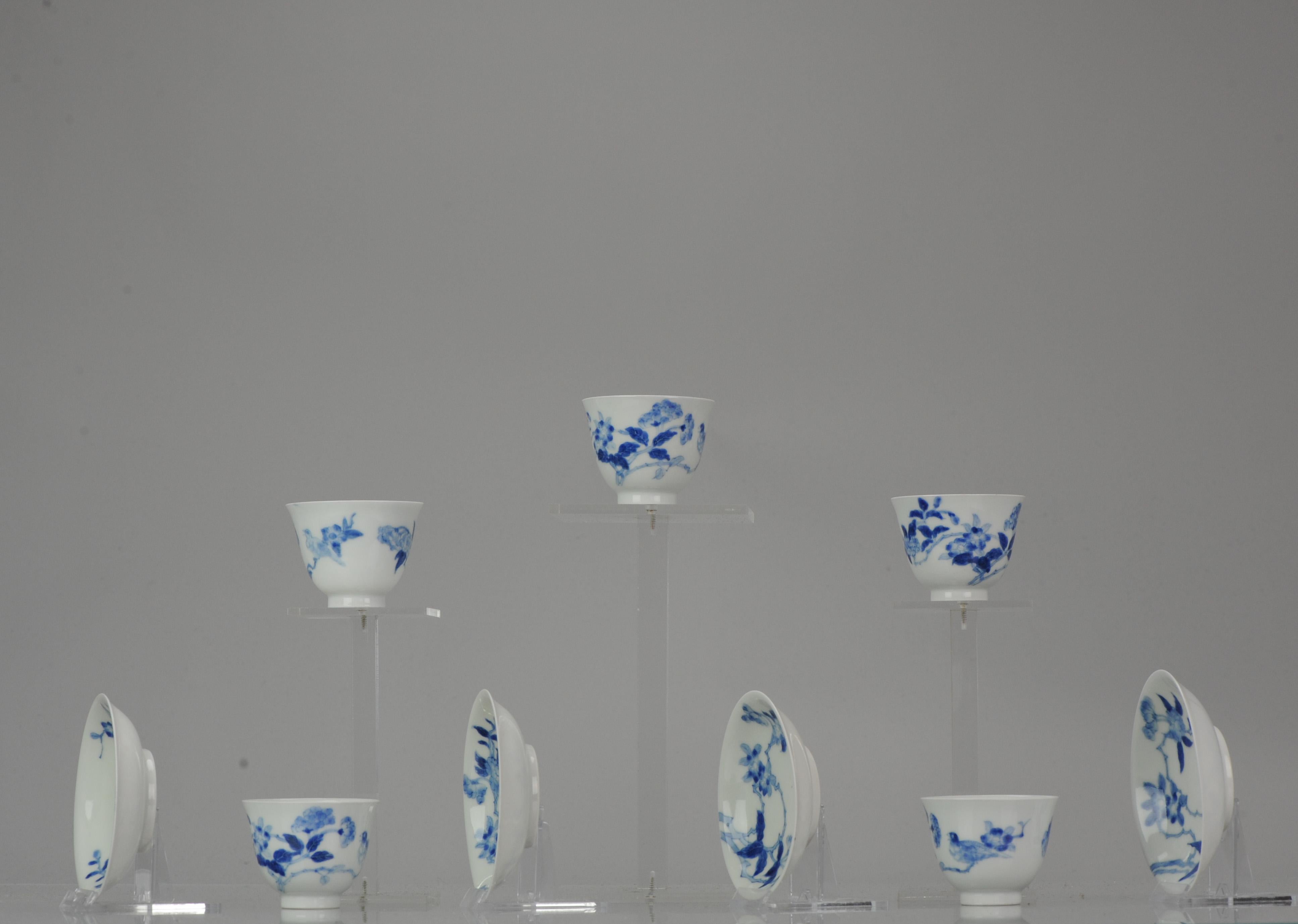 Japonais Ensemble de bols à thé anciens en porcelaine japonaise Edo/Meiji Arita bleu et blanc du 19ème siècle en vente