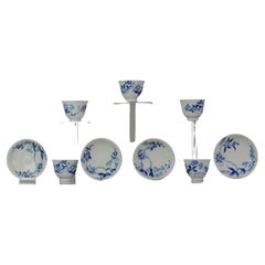  Set Antique 19th C Japanese Porcelain Edo/Meiji Arita Blue White Tea Bowls