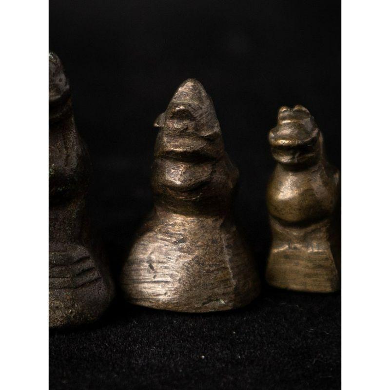 Set Antique Bronze Opium Weights from Burma For Sale 6