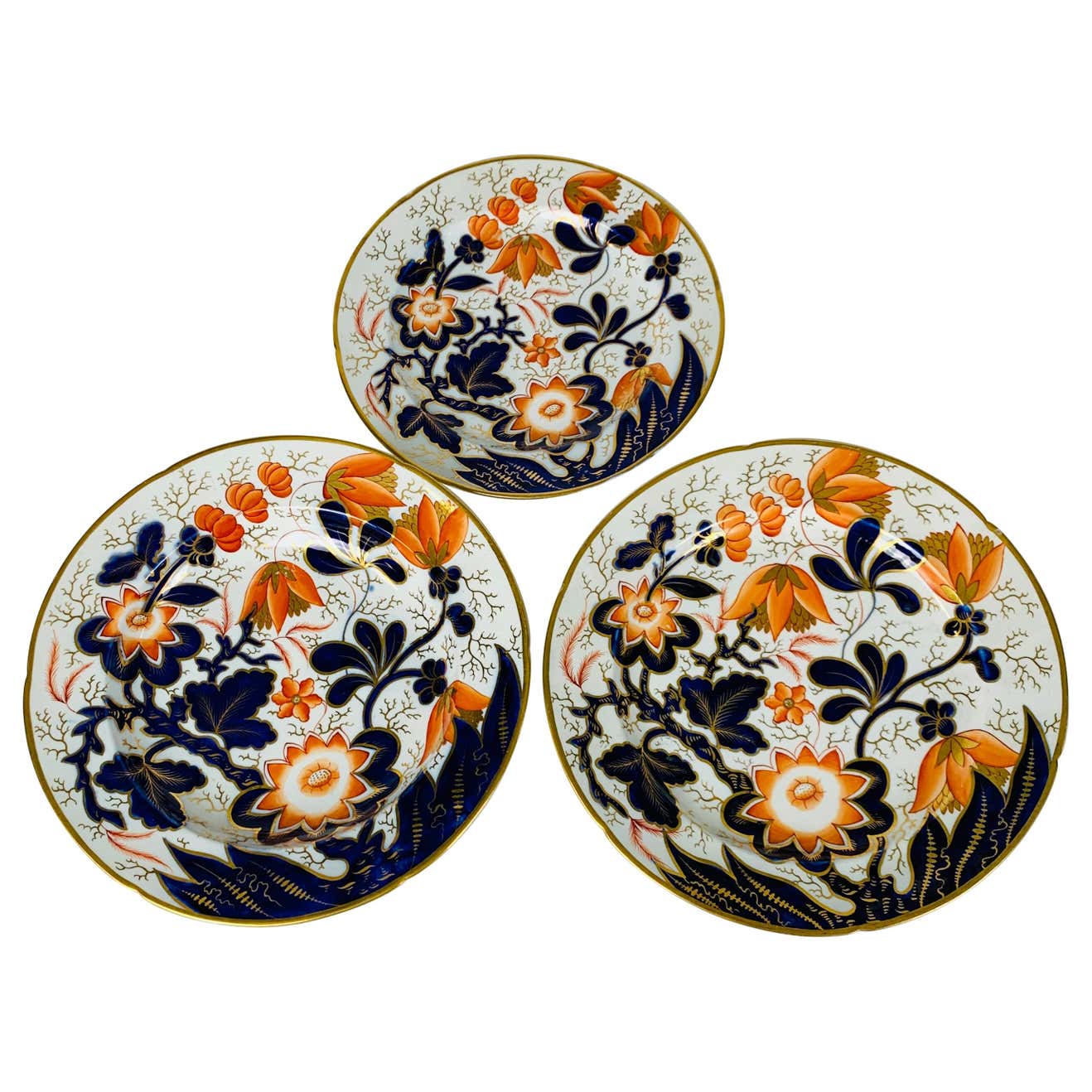 Set Antique English Imari Dishes Dinner Plates Soup/Pasta Bowls Salad