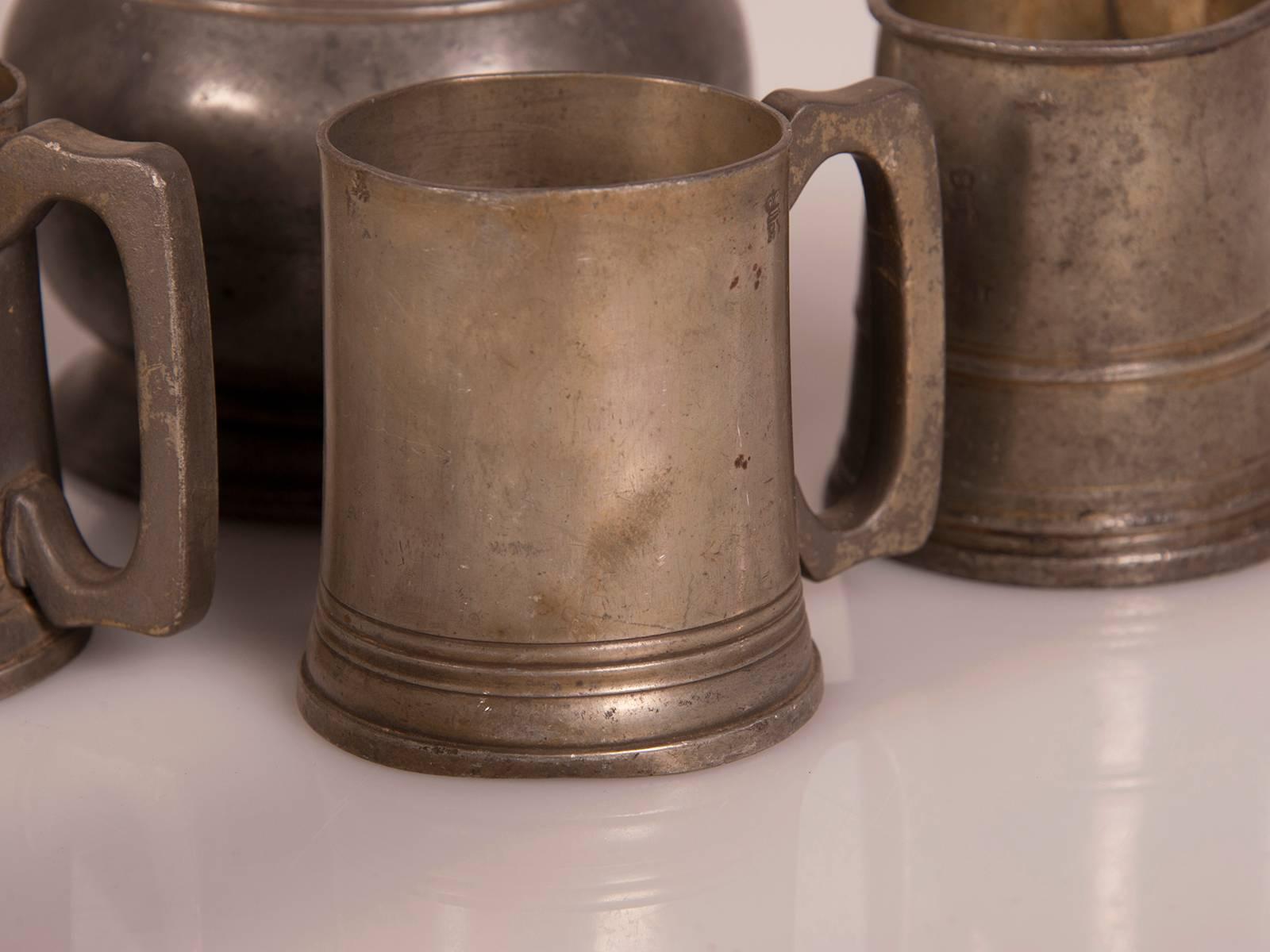 Set Antique English Pewter Cups and Pitchers, circa 1850 For Sale 1