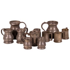 Set Antique English Pewter Cups and Pitchers, circa 1850