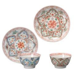 Set Antique Famille Verte Kangxi Period Tea Bowl Se Asia Chinese Porcelain