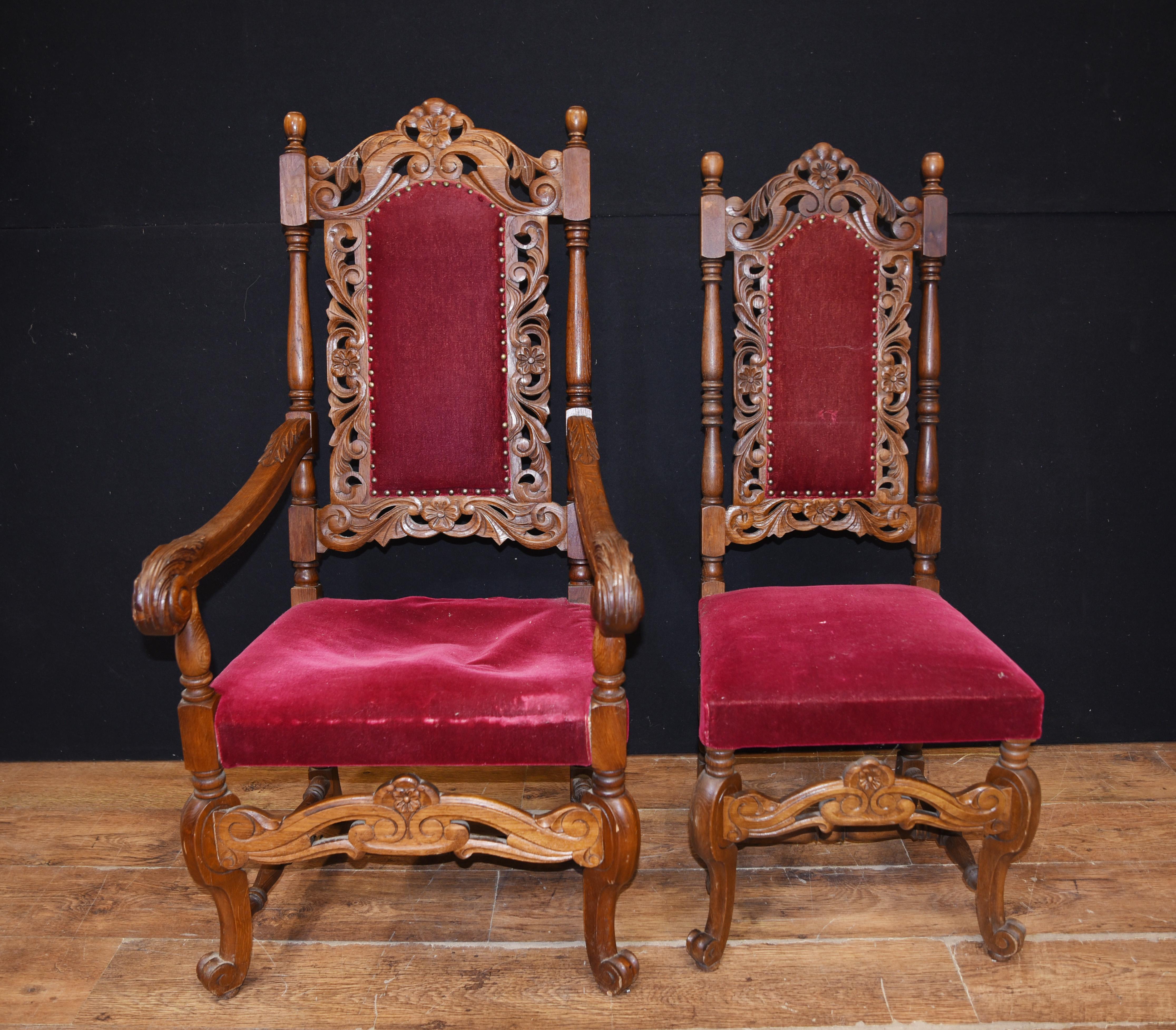 - Gorgeous set of six antique English oak kitchen dining chairs.
- Set consists of two arm chairs and four sides.
- Of course if you are looking for a complete table and chair set we have lots of refectory tables.
- Viewings available by