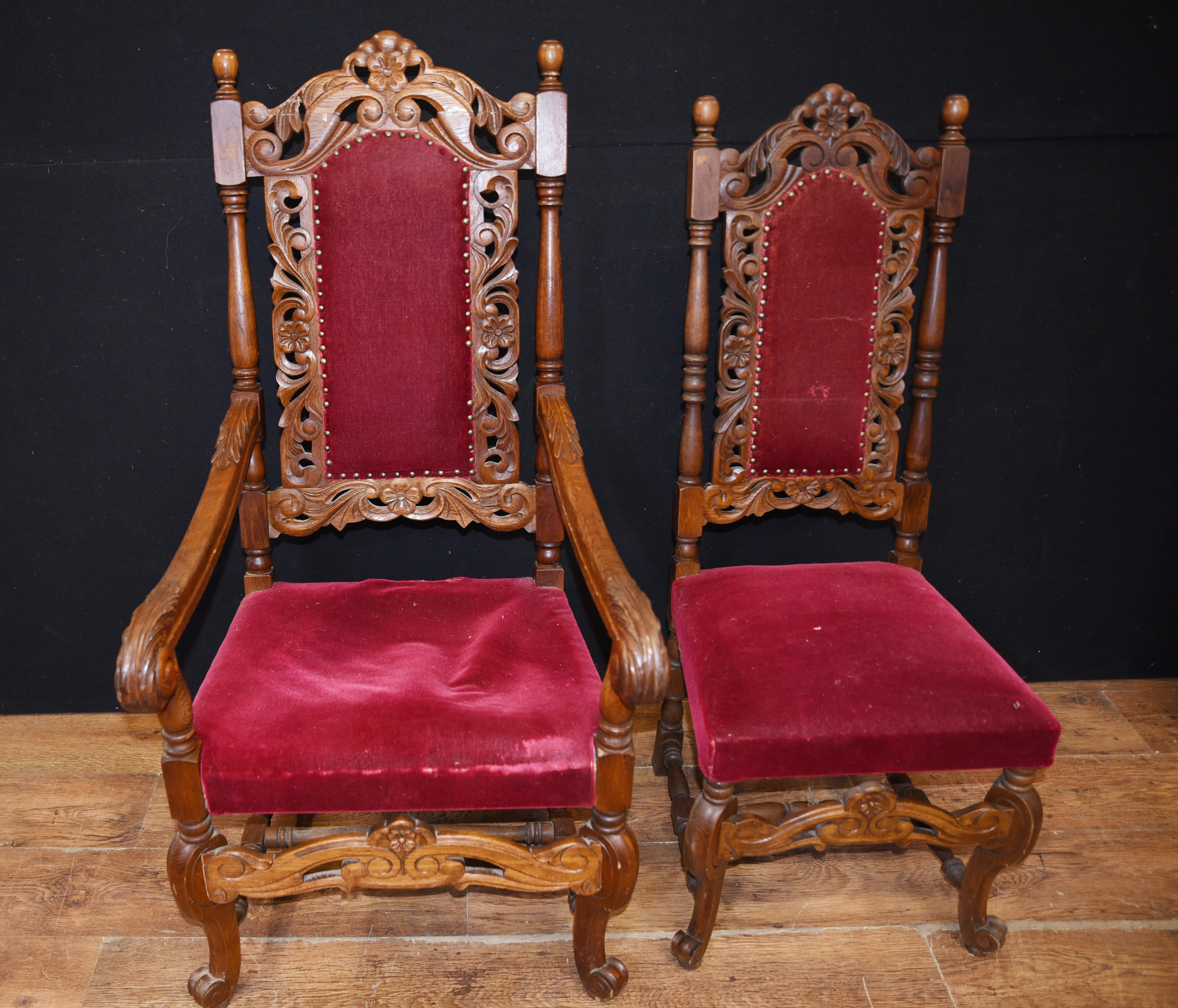 Set Antique Oak Dining Chairs, Farmhouse Kitchen Diners, 1880 In Good Condition For Sale In Potters Bar, GB