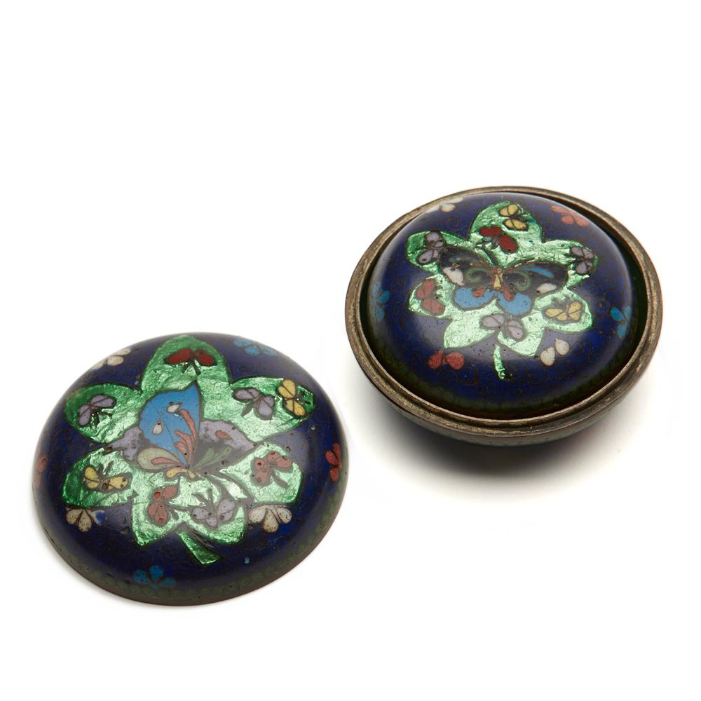 Enameled Set Antique Oriental Cloisonné Graduated Containers, Early 20th Century For Sale