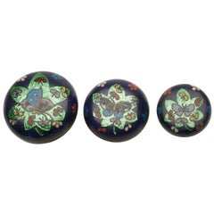 Set di antichi contenitori orientali cloisonné graduati, inizio XX secolo