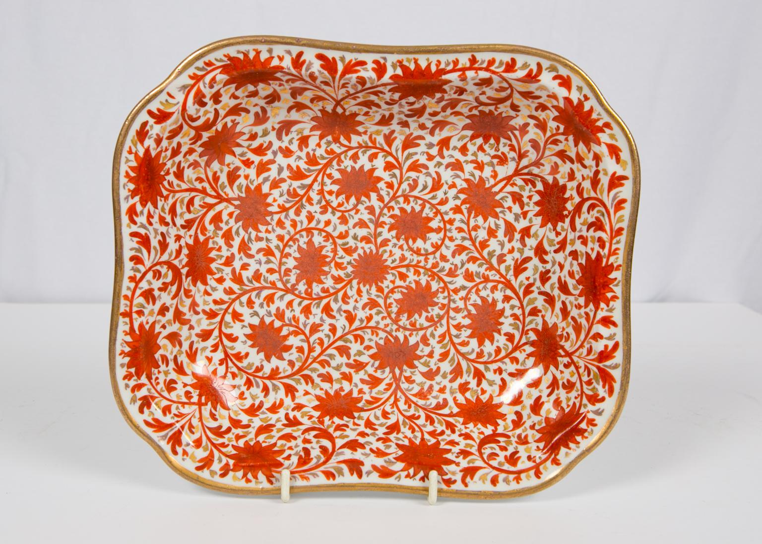 Set antikes Porzellangeschirr in Coalport''s rotem Chrysanthemenmuster, um 1810 5