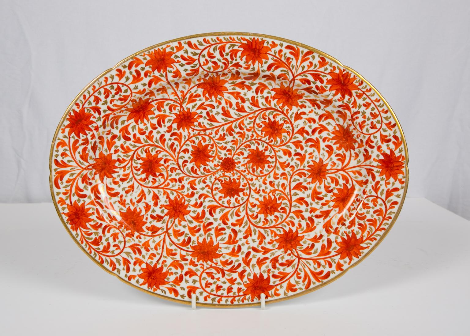 Set Antique Porcelain Dishes in Coalport's Red Chrysanthemum Pattern circa 1810 7