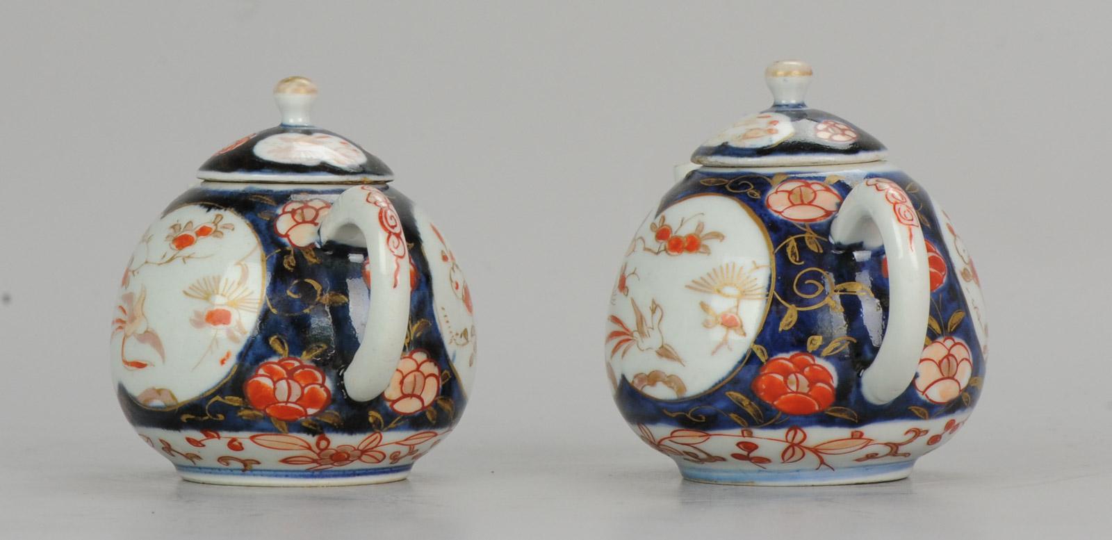 Set Antique Rare 1670-1690 Japanese Imari Porcelain Teapot Arita Edo Japan In Good Condition In Amsterdam, Noord Holland
