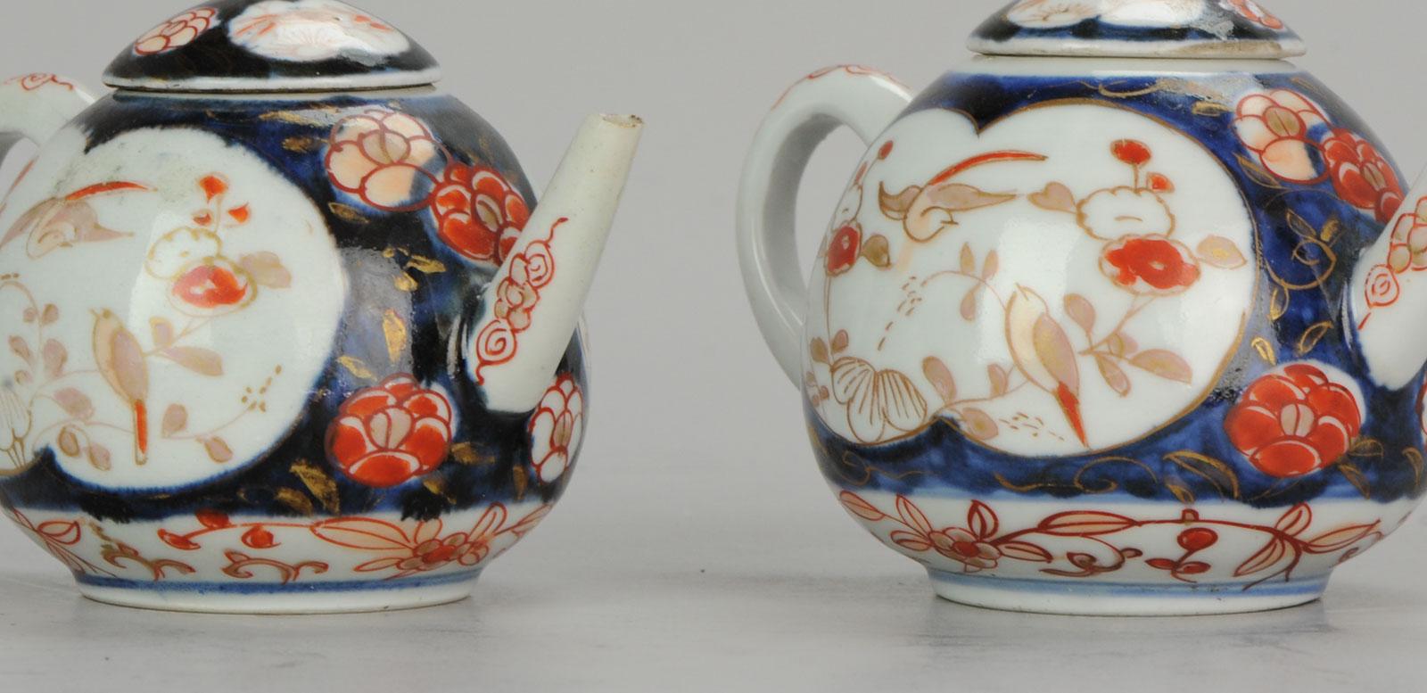 Set Antique Rare 1670-1690 Japanese Imari Porcelain Teapot Arita Edo Japan 2