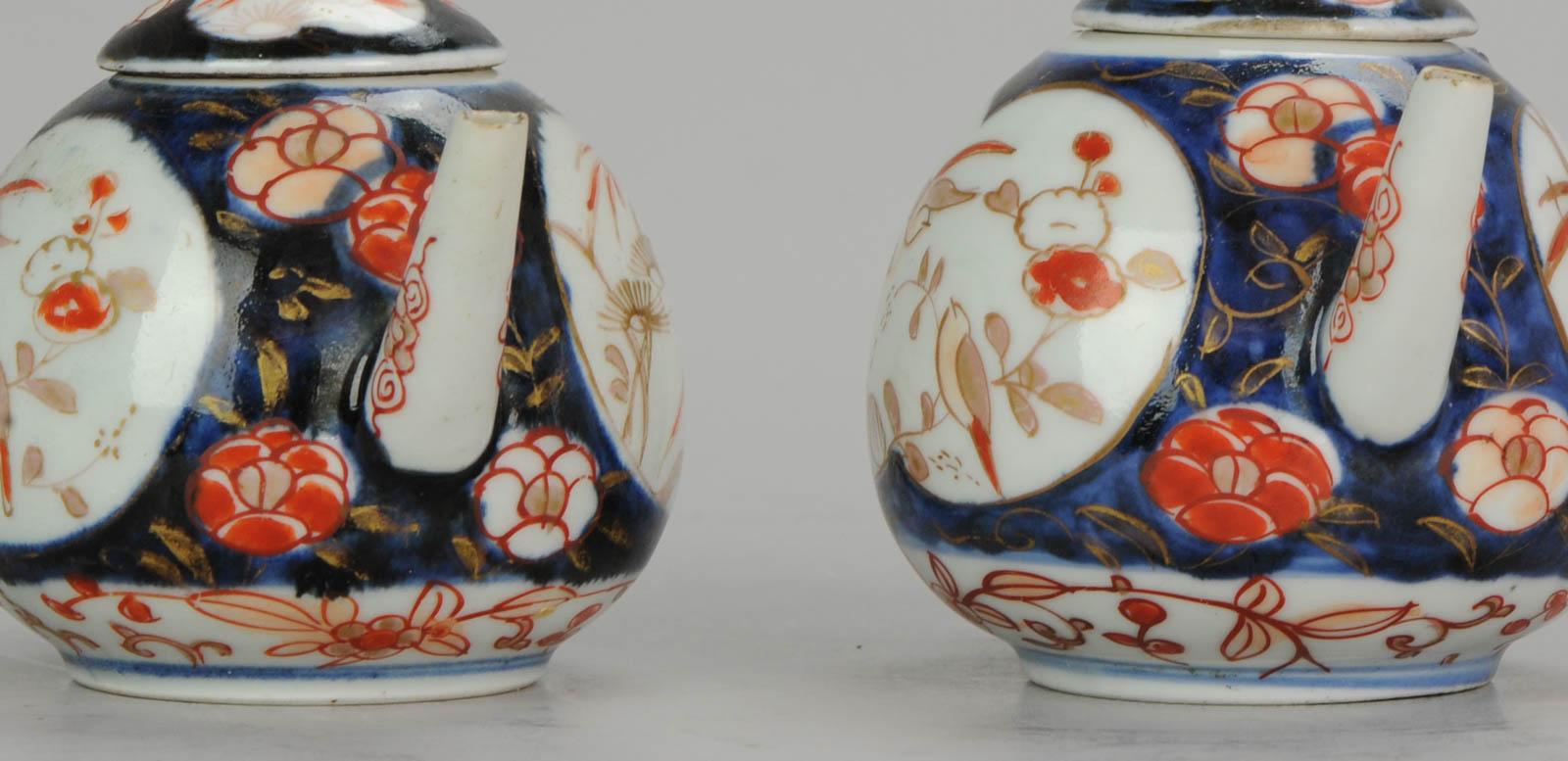 Set Antique Rare 1670-1690 Japanese Imari Porcelain Teapot Arita Edo Japan 3