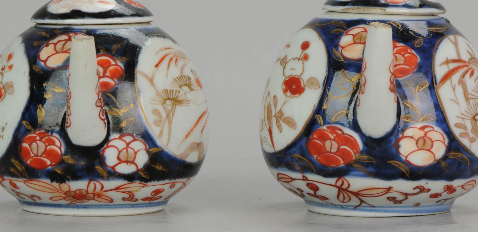 Set Antique Rare 1670-1690 Japanese Imari Porcelain Teapot Arita Edo Japan 4