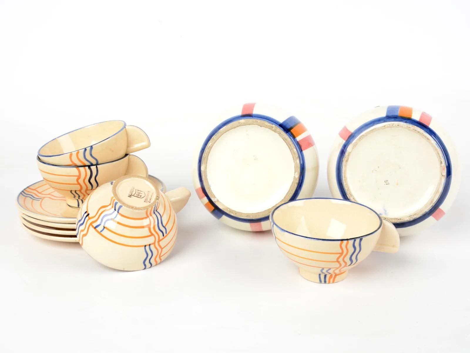 Allemand Ensemble de vases à thé en céramique Art Déco:: 1920-1930:: Schramberg en vente